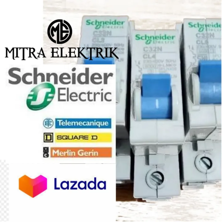 MCB SCHNEIDER 2A 4A 6A 10A 16A 20A CL2 C32N S PLN BIRU ORI Lazada