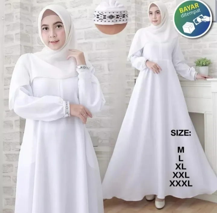 Gamis Terbaru Kekinian Viral Dewasa Putih Untuk Busui Dan Remja