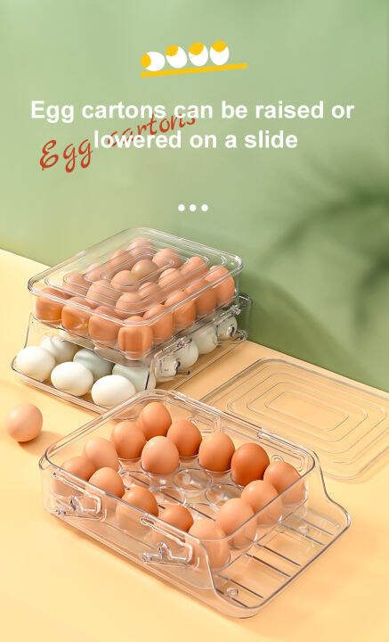 2 Layer Grid Egg Storage Box Kitchen Egg Rack Household Organizer