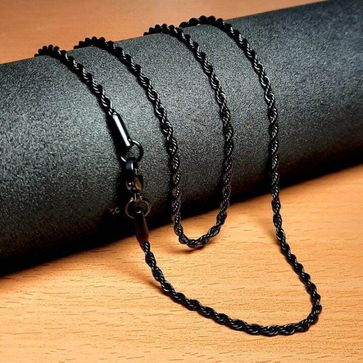 Kalung Titanium Import Model Tambang Hitam Lazada Indonesia