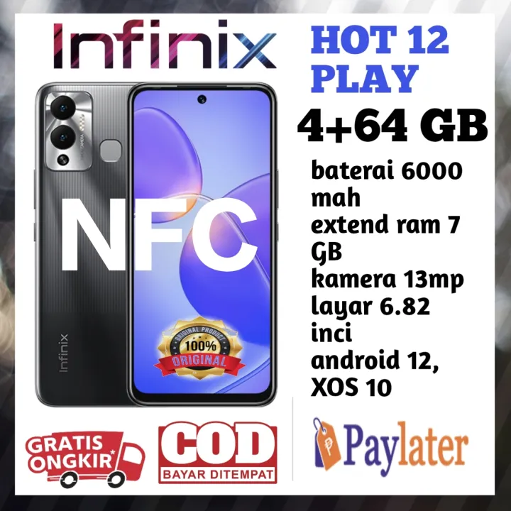 Infinix NFC Hot 12 Play 4 3 64 GB Garansi Resmi 1 Tahun Imei Terdaftar