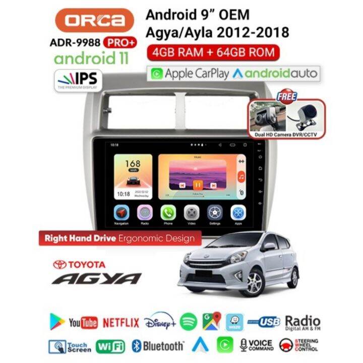 Head Unit Android AGYA ANDROID 9 Inch ORCA PRO ADR 9988 CARPLAY AGYA