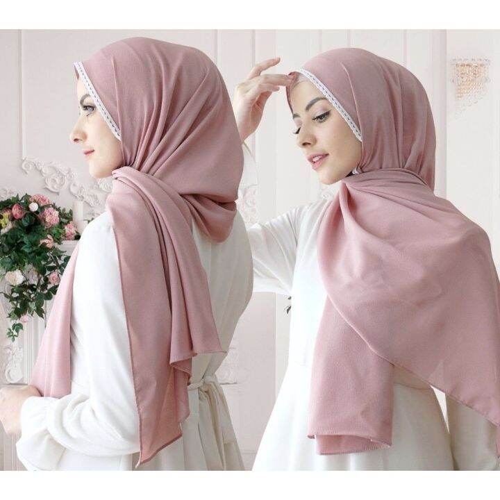 Pashmina Tali Diamond Renda Polos Lipit Lazada Indonesia