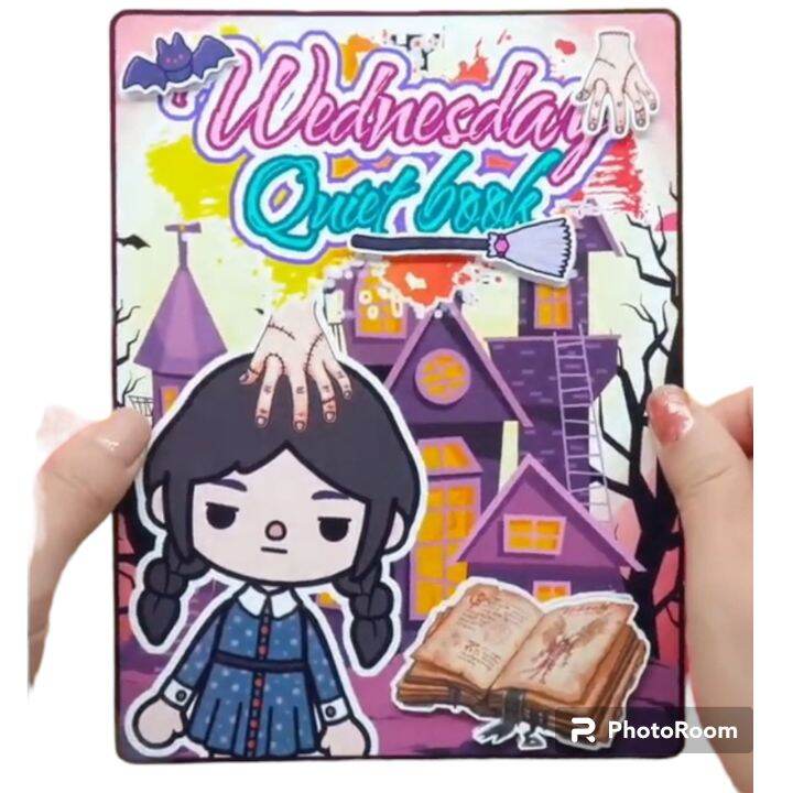 Mainan Buku Edukasi Toca Boca Wednesday Enid Horor Paper Doll House