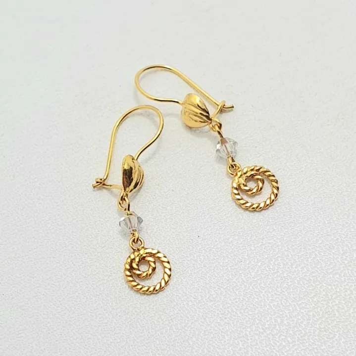 Anting Desi Emas Muda Bandul Ring Lilit Kristal Putih 1 2 Gram Lazada