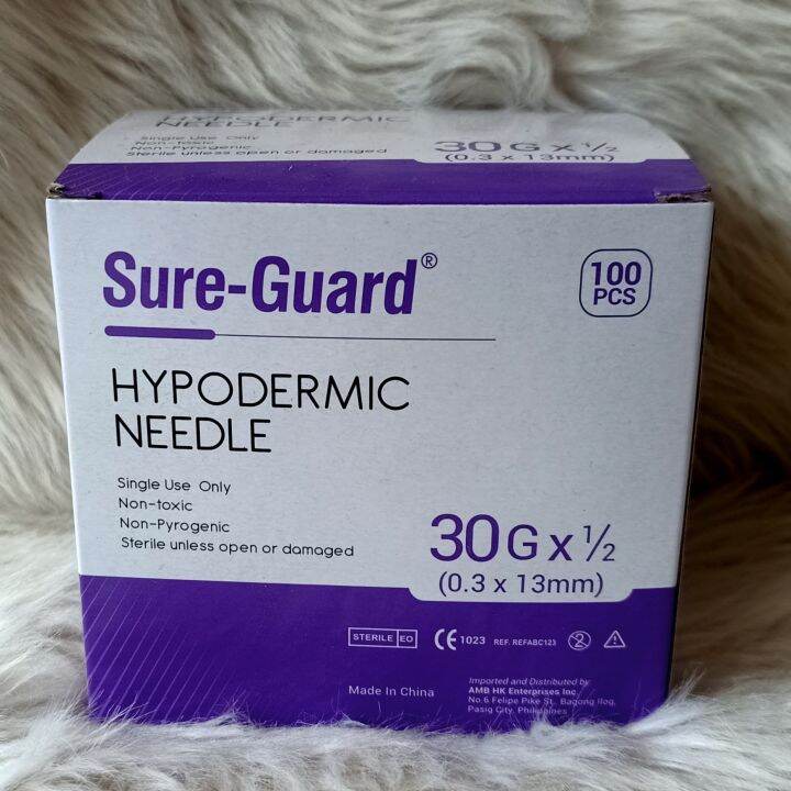 SURE GUARD HYPODERMIC NEEDLE 30Gx½ 0 3x13mm Lazada PH