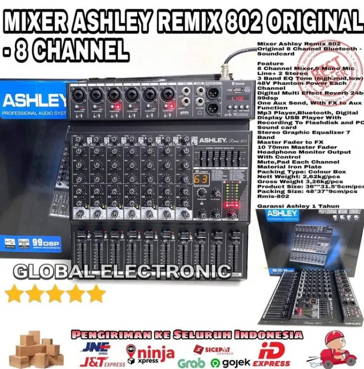 Mixer Ashley Remix 802 Original 8 Channel Bluetooth Soundcard