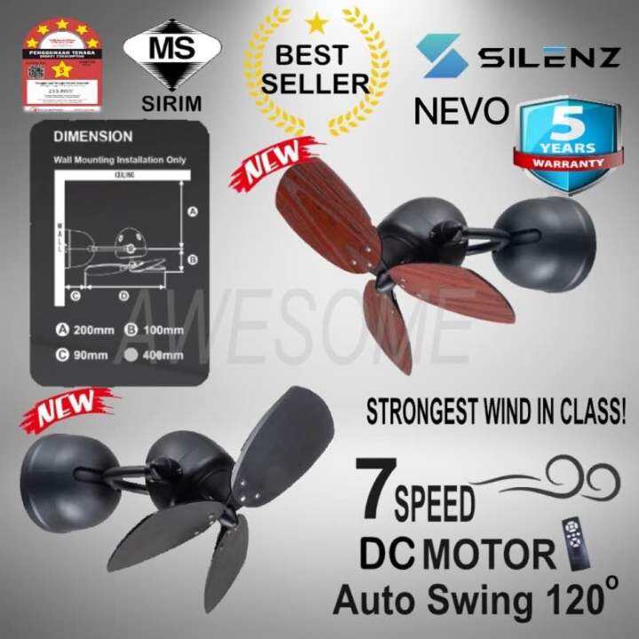 SILENZ Nevo 16 New DC Motor Wall Fan Remote Control Swing Function