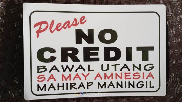 Bawal Utang Sa May Amnesia Mahirap Maningil Signage A Size Pvc Hard