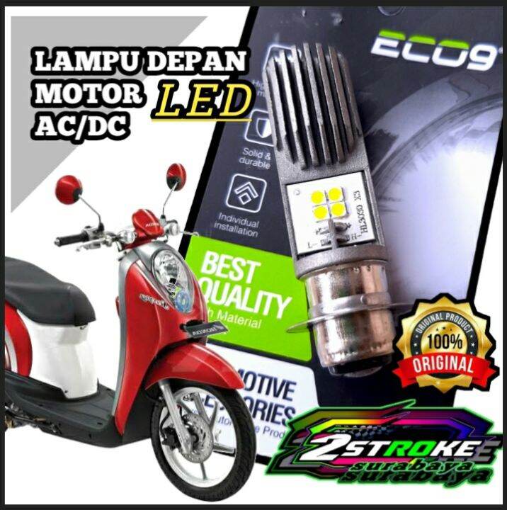 LAMPU DEPAN LED ECO9 8 MATA DOP BOHLAM UTAMA MOTOR PUTIH H6 BEBEK MATIC