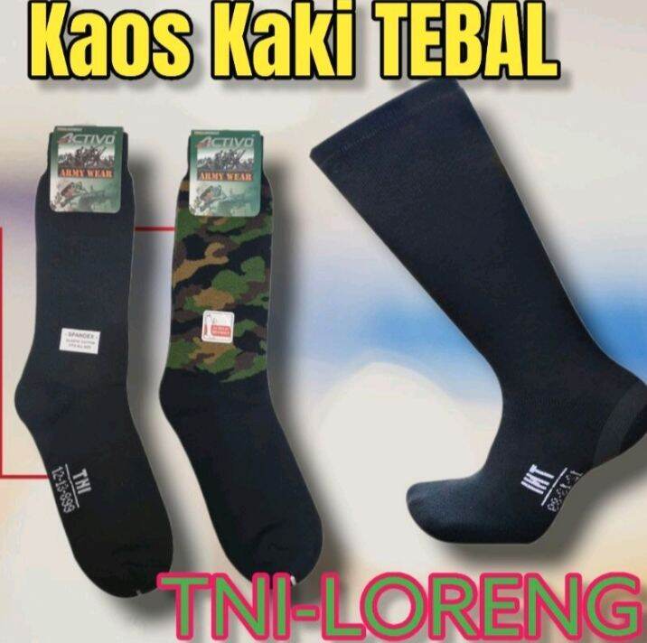 Kaos Kaki Harpist Outdoor Loreng Army Dan TNI Hitam Polos Panjang Tebal