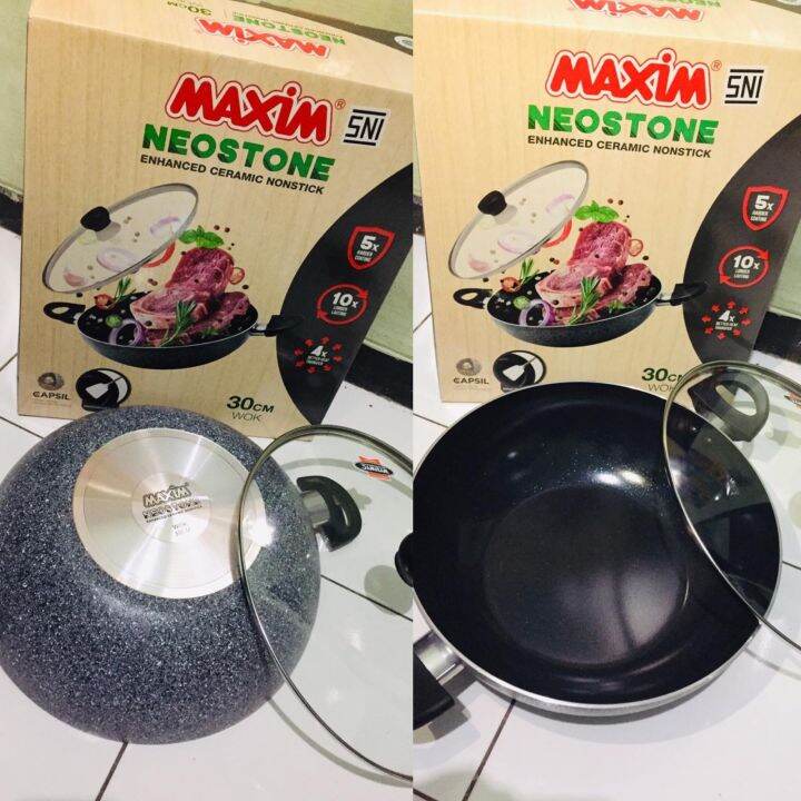 Wajan Wok Neoston 30cm Maxim Plus Tutup Kaca Lazada Indonesia