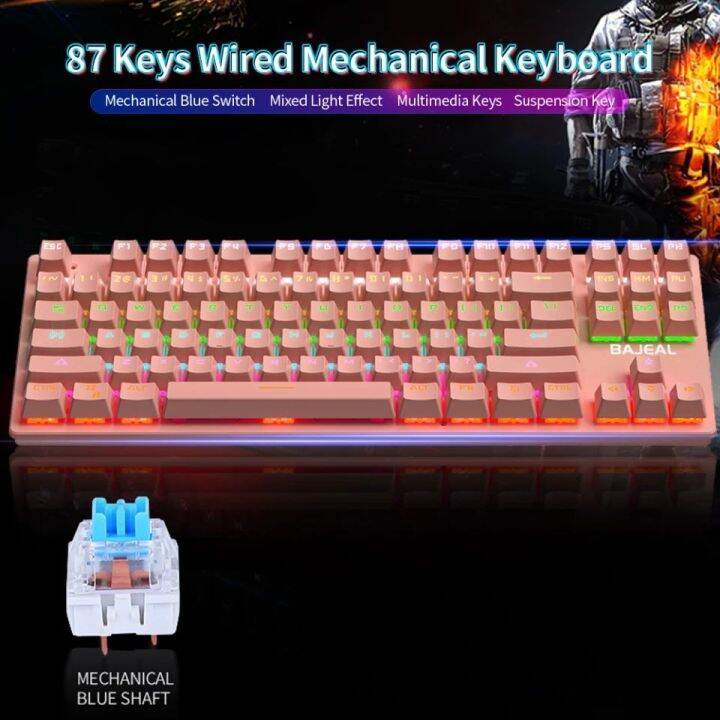 Termurah Bajeal K100 Mechanical Keyboard 87 Keys TKL Rainbow Led