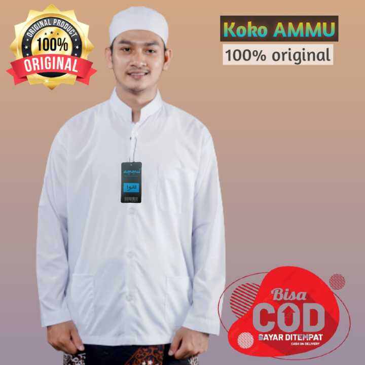 Baju Koko Haibah Santri Merk Ammu Amu Remaja Pria Dewasa Lengan Panjang