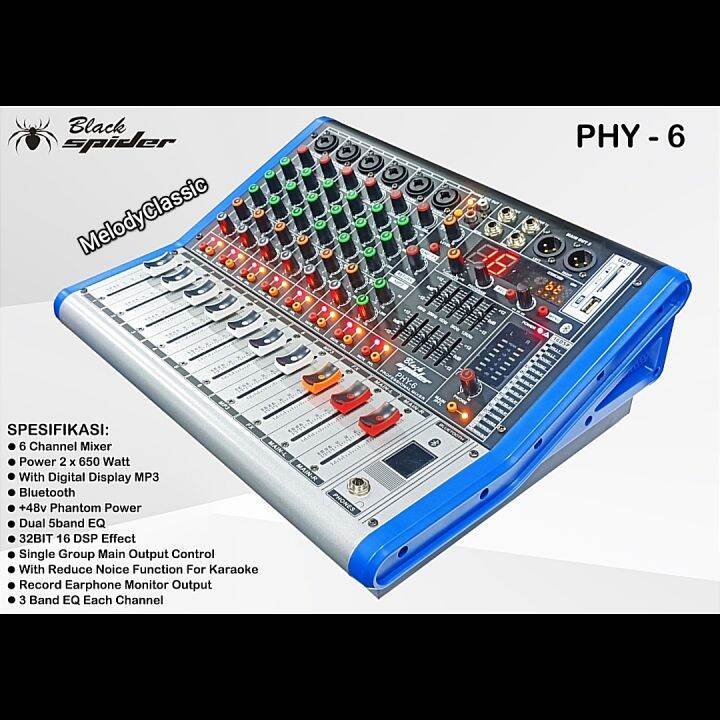 Power Mixer Blackspider PHY 6 2x650watt Bluetooth Original Lazada