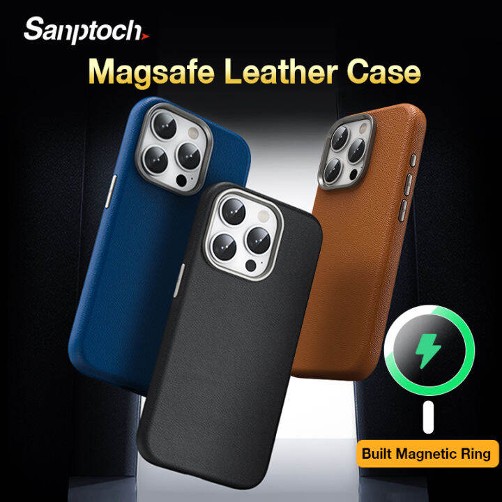 Sanptoch Luxury Leather Magsafe Phone Case For IPhone 15 14 Pro Max