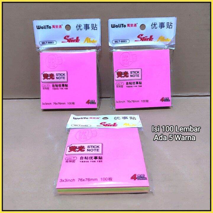 Sticky Notes 5 Warna Isi 100 Lembar 3x3 Inch Lazada Indonesia