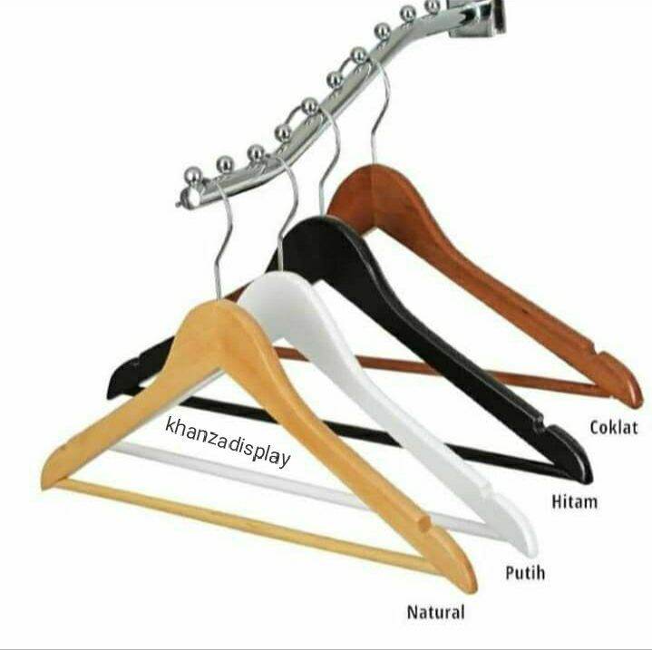 Hanger Kayu Natural Palang Gantungan Baju Dewasa Lazada Indonesia