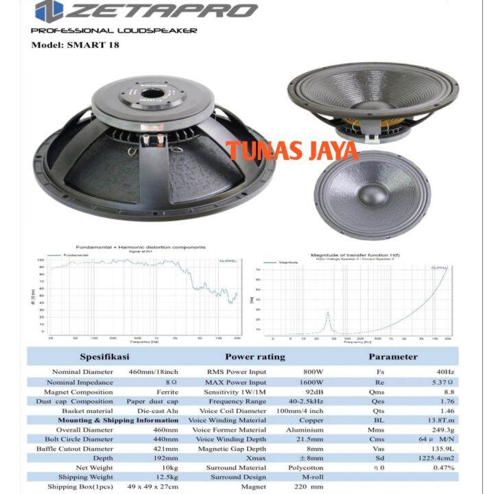 KOMPONEN SPEAKER ZETAPRO SMART18 SPEAKER KOMPONEN 18 INCH ZETAPRO SMART