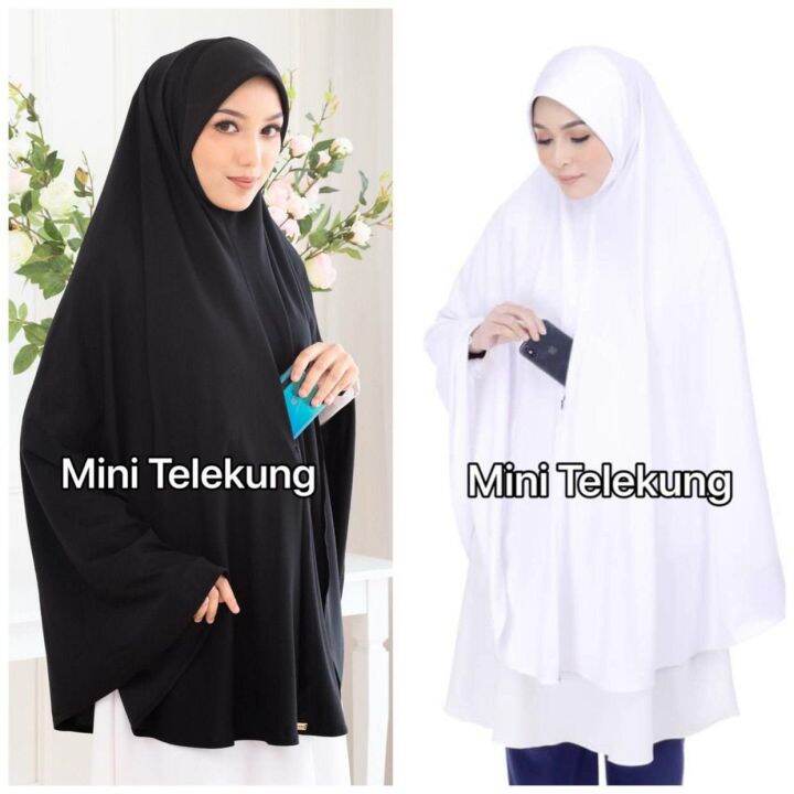 Mini Telekung Umrah Mosscrepe Soft Awning Scuba Ada Poket Berzip Lazada