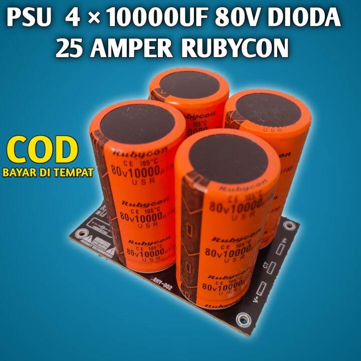 ELCO 80v 10000uf Rubycon 4 Elco Dioda 25 Amper Kit Psu Tinggal Travo