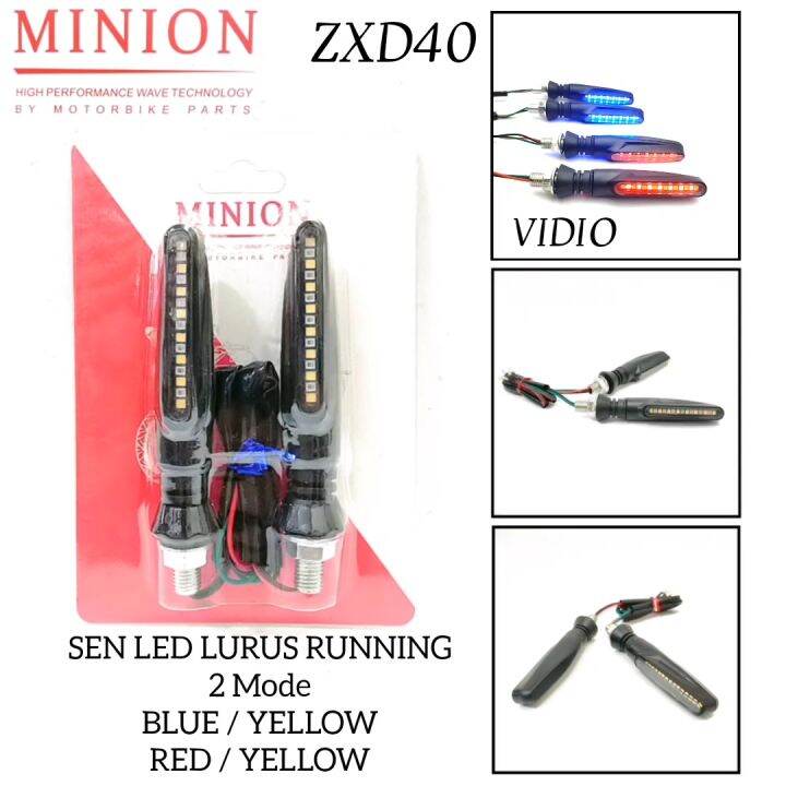 Lampu Sein Motor LED DRL Sen Running 2 Warna Senja Biru Model Panah