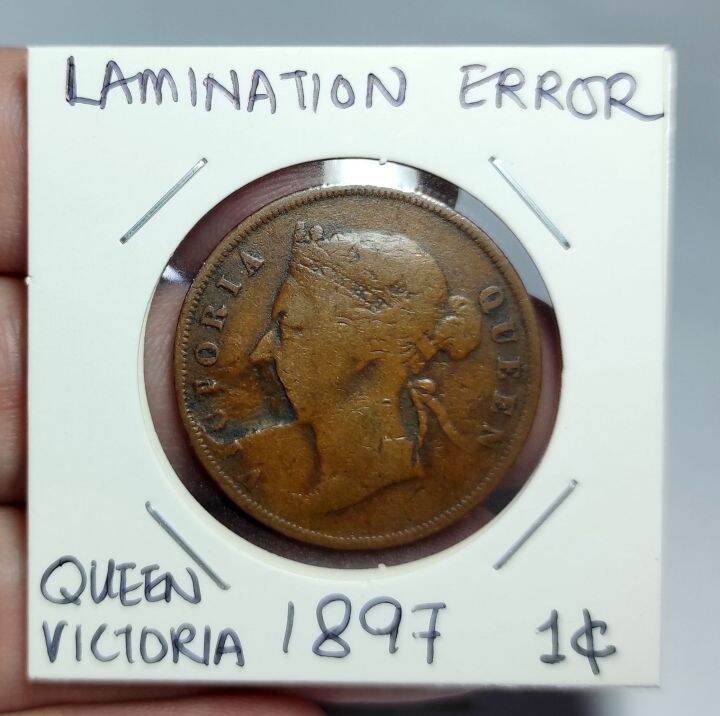 Straits Settlements Queen Victoria Cent Lamination Error Coin Year