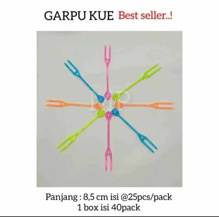 Garpu Plastik Kecil Tusukan Buah Kue Puding Three Star Isi 25pcs