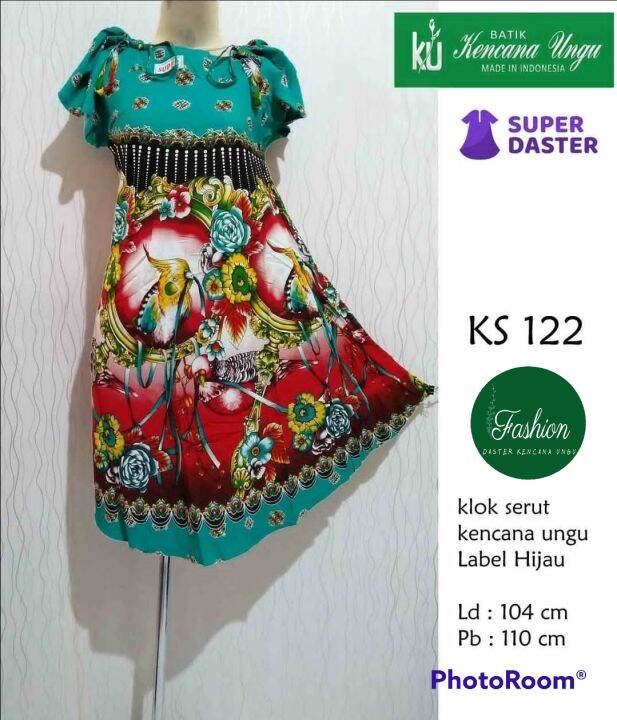 Fashion Daster Batik Kencana Ungu Ds Klok Payung Serut Warna Kui Label