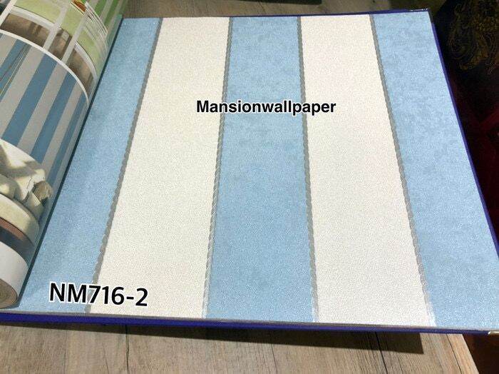 Wallpaper Dinding Garis Warna Hijau Ungu Biru Cream Minimalis Lazada