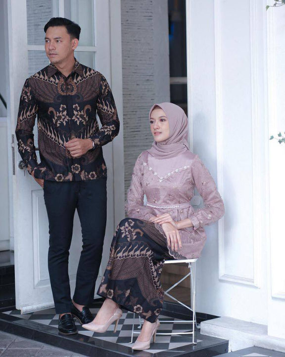 WIDBATIK Batik Set Couple Kebaya Brukat Arunika Realpick Couple Brokat Modern