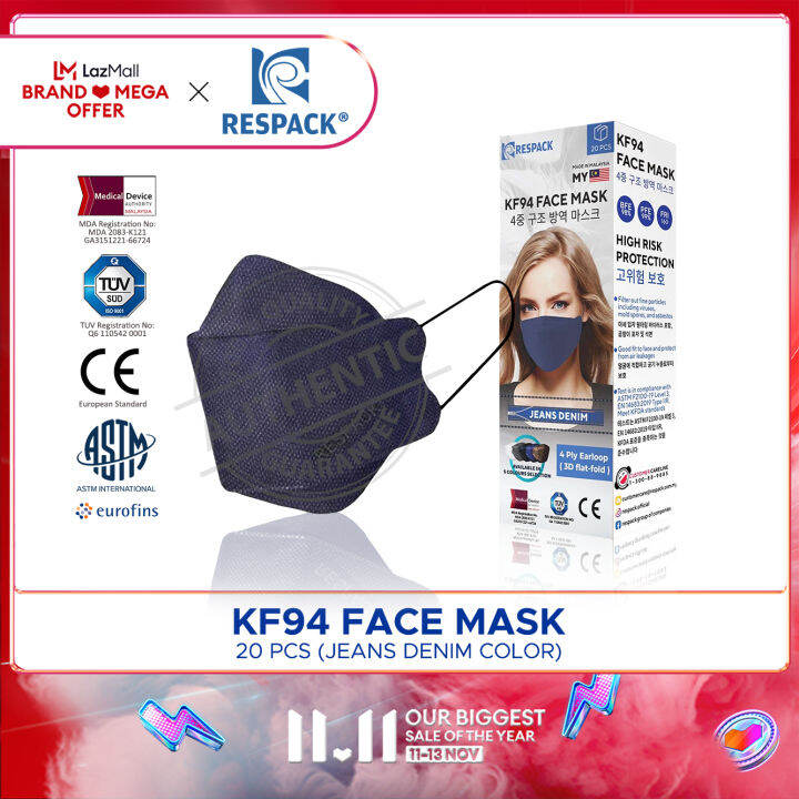 RESPACK KF94MDA APRROVED KF94 Korean 4 Ply Earloop Surgical Face Mask