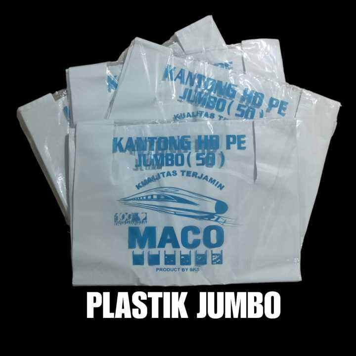 Kantong Plastik Putih Susu Tebal Jumbo 50 HD PE Kresek Maco Jumbo