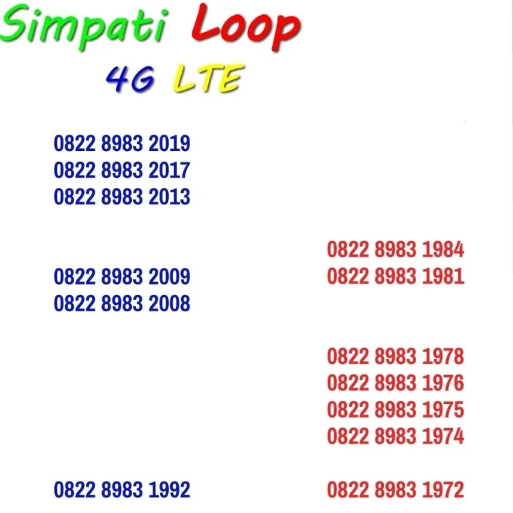 Nomor Cantik Simpati Loop Seri Tahun Lahir Lazada Indonesia