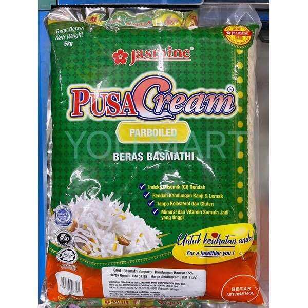 Jasmin Beras Basmathi PUSA CREAM PARBOILED 5KG Lazada