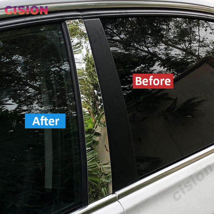 Pcs Chrome Mirror Effect Car Door Center Middle B C Pillar Post Cover