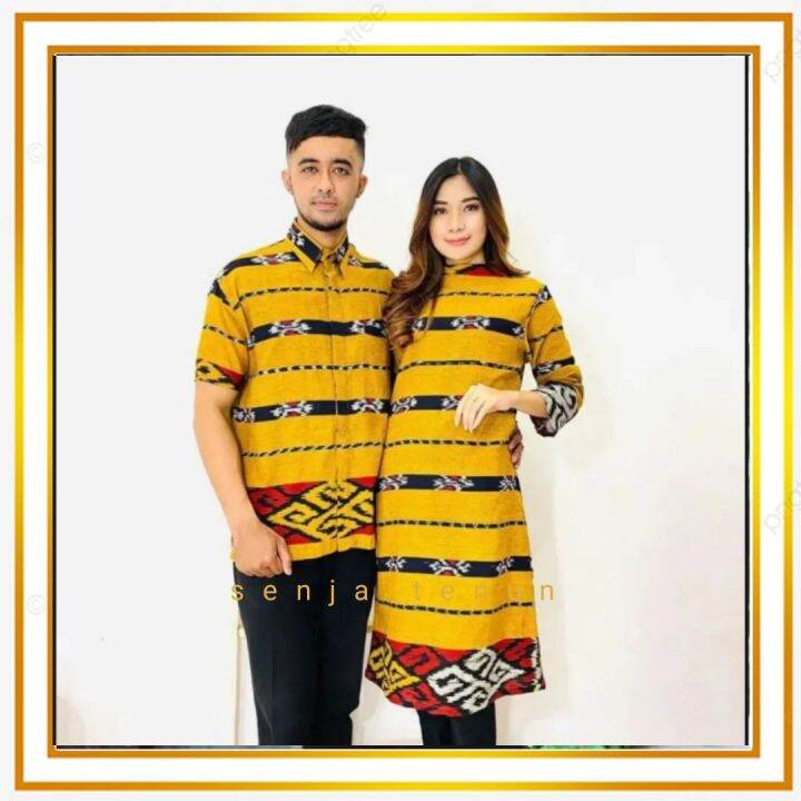 Baju Tenun Pasangan Tunik Tenun Pasangan Warna Kuning Lazada Indonesia