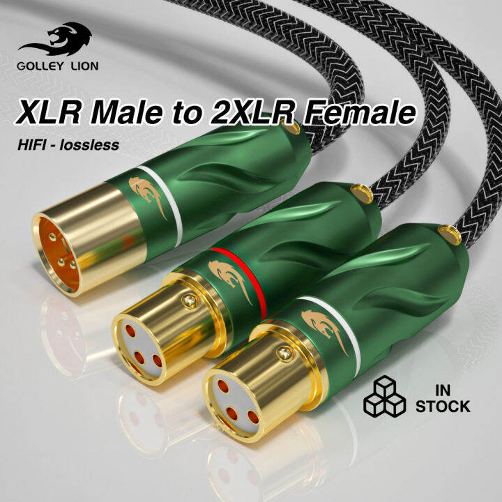 GOLLEY LION 3 Pin XLR Male To Dual Female Y Splitter Adapter Cable For