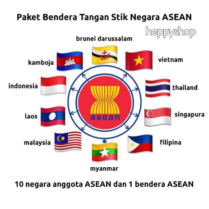 Paket Bendera Tangan Stik Negara Asean Lazada Indonesia