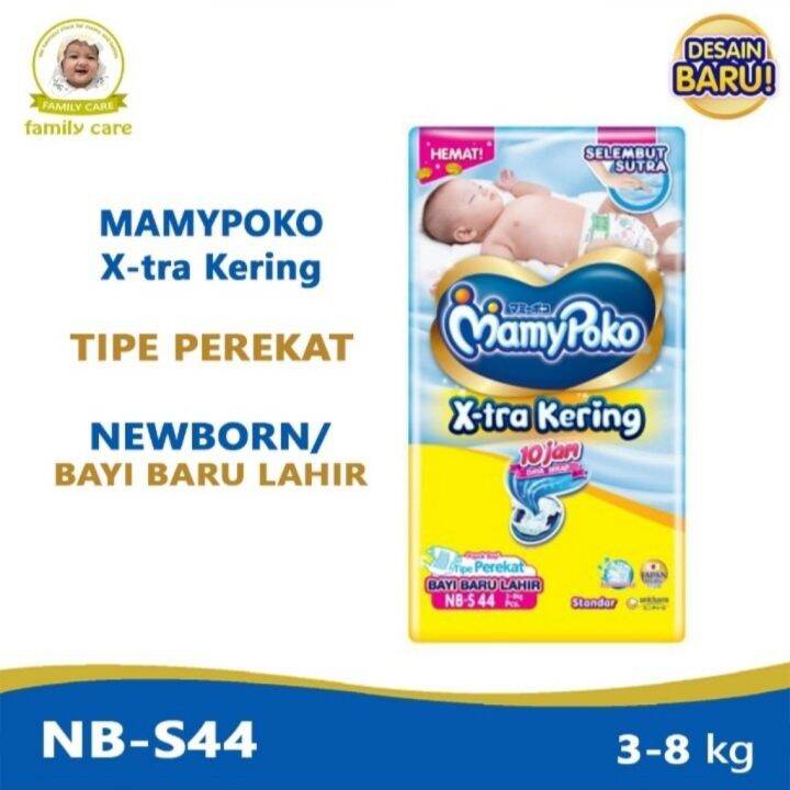 Mamypoko NB S44 M40 X Tra Kering Standar Tipe Perekat New Born