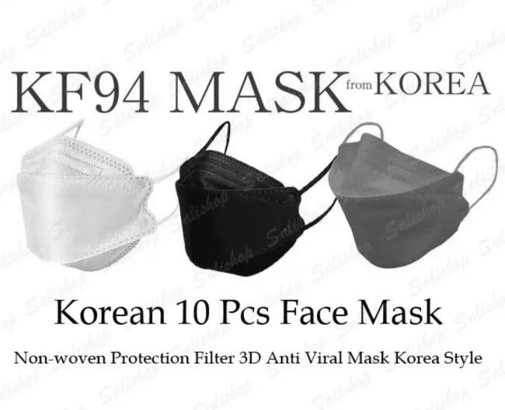 KF94 Korean Face Mask 10 Pcs Facemask Non Woven Korean Protection Fish