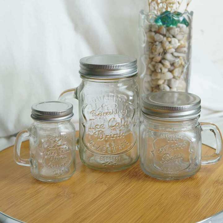 Mason Mugs With Silver Lids Iced Coffee Jars Aesthetic Glassware