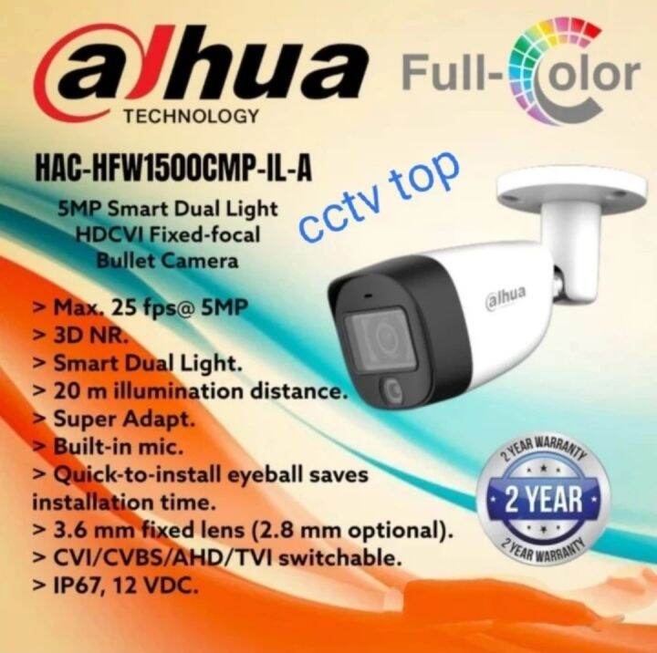 Kamera Cctv Dahua Outdoor Mp Colorvu Audio Hfw Cmp Il A Lazada