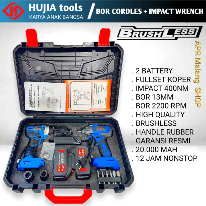 Mesin Impact Wrench Bor Cordless Impact Drill Hujia Pro