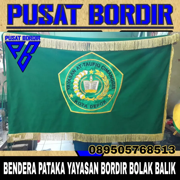 Bendera Pataka Bordir Custome Organisasi Bahan Kain Bludru Lazada