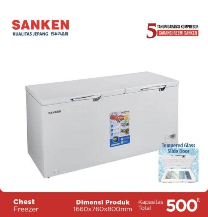 BMJ SANKEN SRF 520 WHTG Chest Freezer Box Lemari Pembeku 500Liter Low