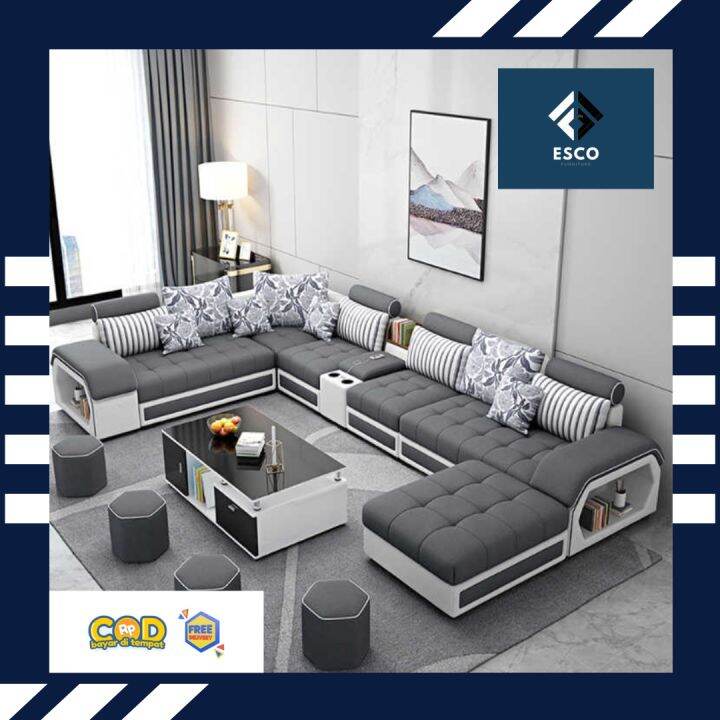 Esco Sofa Ruang Tamu Minimalist Sofa Full Set Modern Mewah Terbaru