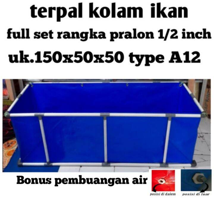 Terpal Kolam Ikan Full Set Rangka Pralon Uk 150x50x50 Type A12 Korea