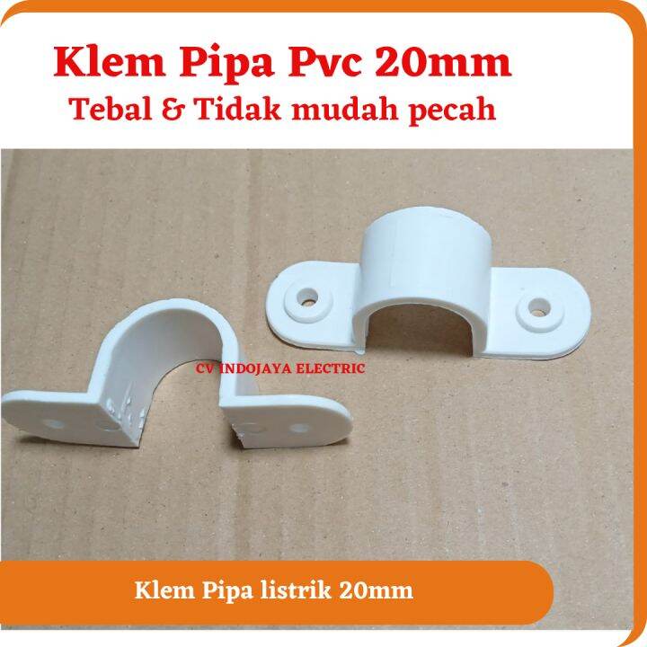 Pcs Klem Pipa Pvc Conduit Konduit Listrik Omega Putih Mm Mm