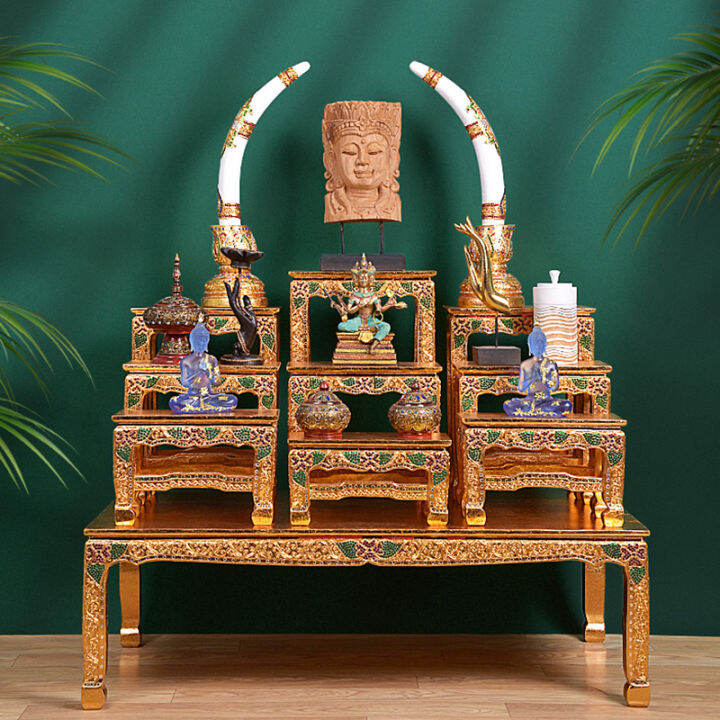 Solid Wood Altar Set Buddha Shrine Household Buddha Niche Altar Table